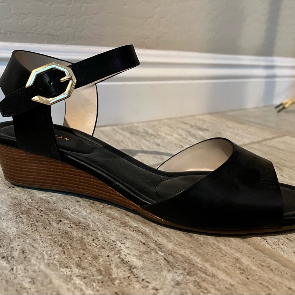 Cole Haan Black Wedge Sandals